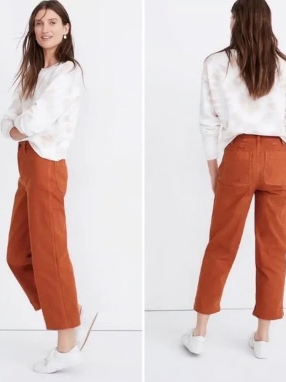 Madewell Wide-Leg Cropped Jeans in Rust Orange Size:30